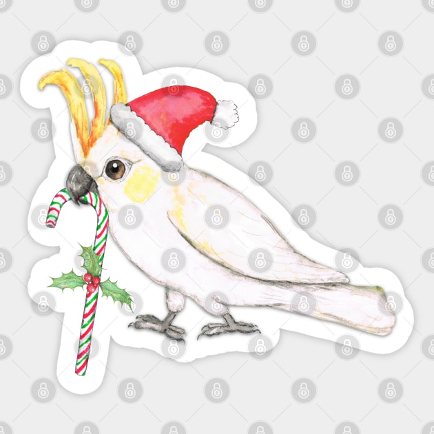 Sulphur crested cockatoo Christmas style Sticker by Bwiselizzy